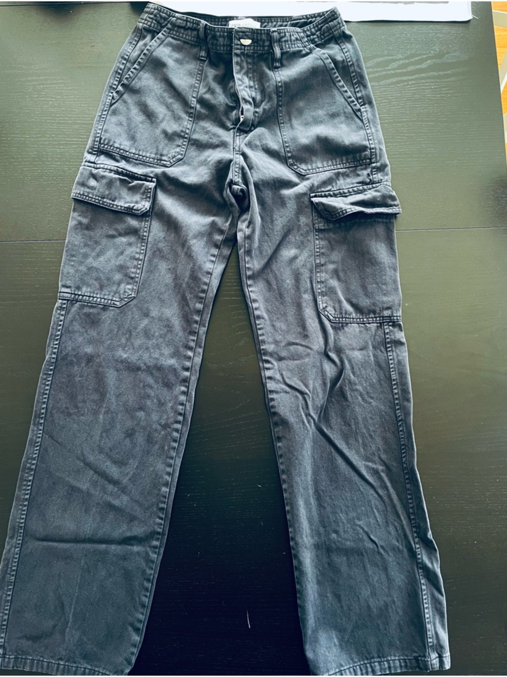 Zara Washed Navy Utility Pants